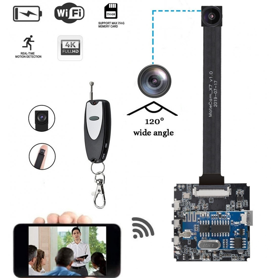 Good QualitySMALL SPY CAM-
 4K Ultra HD DIY Wireless Camera 120 Degree Mini DVR Motion Detection Nanny Cam Security System APP Control Action Camera up to 256GB – MATECAM