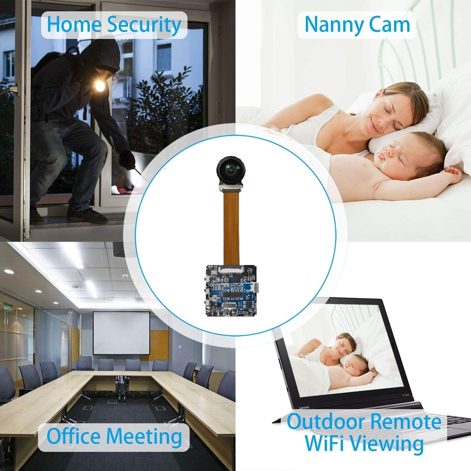 Mini cámara oculta espía 4K WiFi Nanny Cam inalámbrica PIR pequeñas cámaras  de seguridad para interiores con alertas de detección de movimiento de
